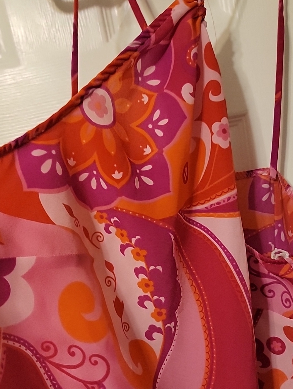 Bright Pink & Orange Floral Halter Dress
